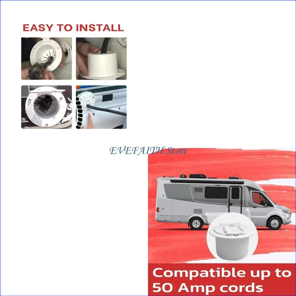 

124B Trailer Cable Hatches ABS Cover Easy Installation Cord Hatches for Boats & Campers