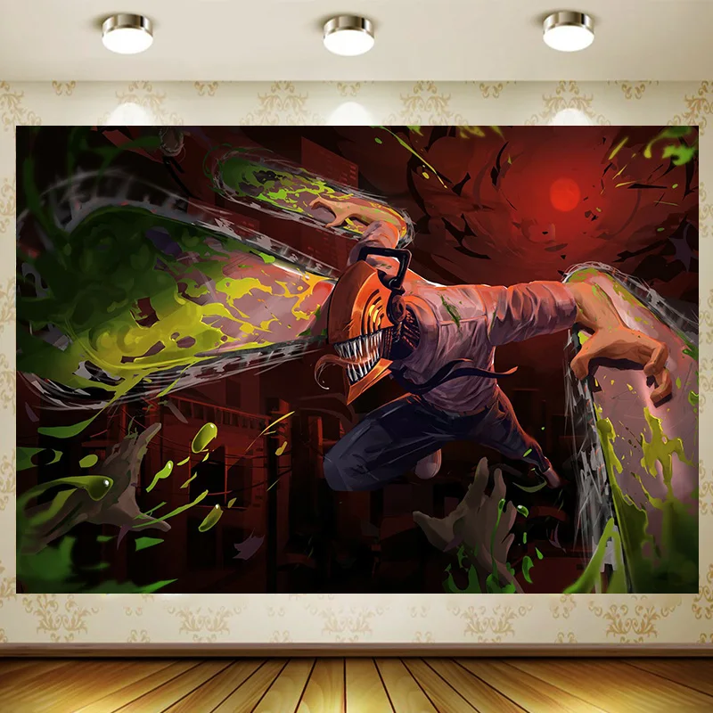 Chainsaw Man Birthday Supplies Girl Party Banner Kid Cartoon Decoration Background Photography backdrop