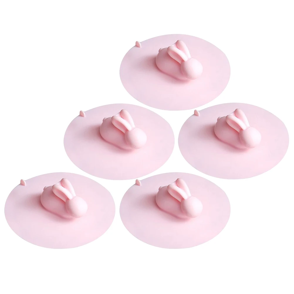 

5 Pcs Silicone Sink Cover Rabbit Shaped Cockroach Blocker Strong Suction Kitchen Bathroom Drain Plug Hair Strainer Floor Catcher