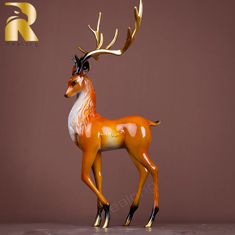

Modern Art Bronze Deer Statue Bronze Deer Sculpture Animal Statues and Sculpture For Home Decoration Business Gifts