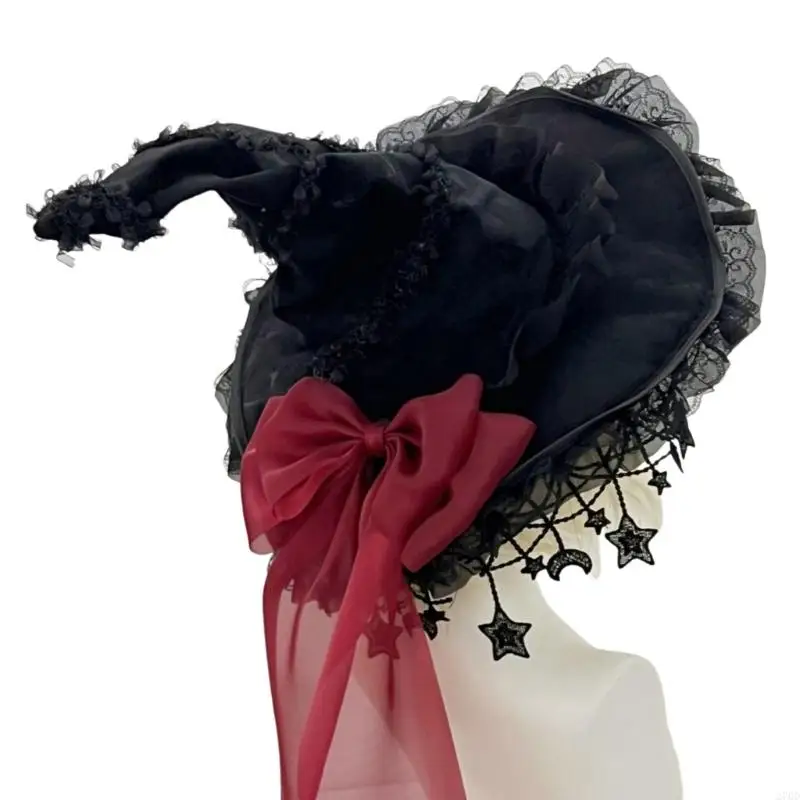 Chapéu bruxa Halloween 270D Wizard Caps Wizard Cosplay fantasia larga chapéu pontiagudo