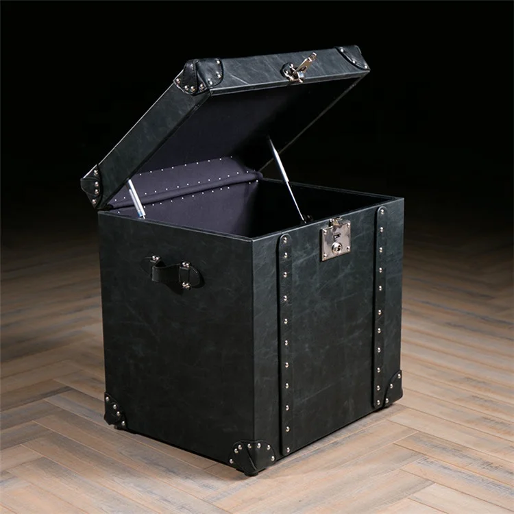 Living Room Furniture Type Leather Cover Trunk Coffee