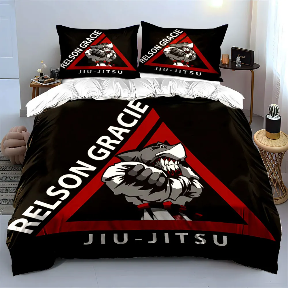 Jiu-Jitsu Shark Logo Set Soft Skin-Friendly Bedding Set Includes 1 Duvet Cover And 2 Pillowcase, Gift