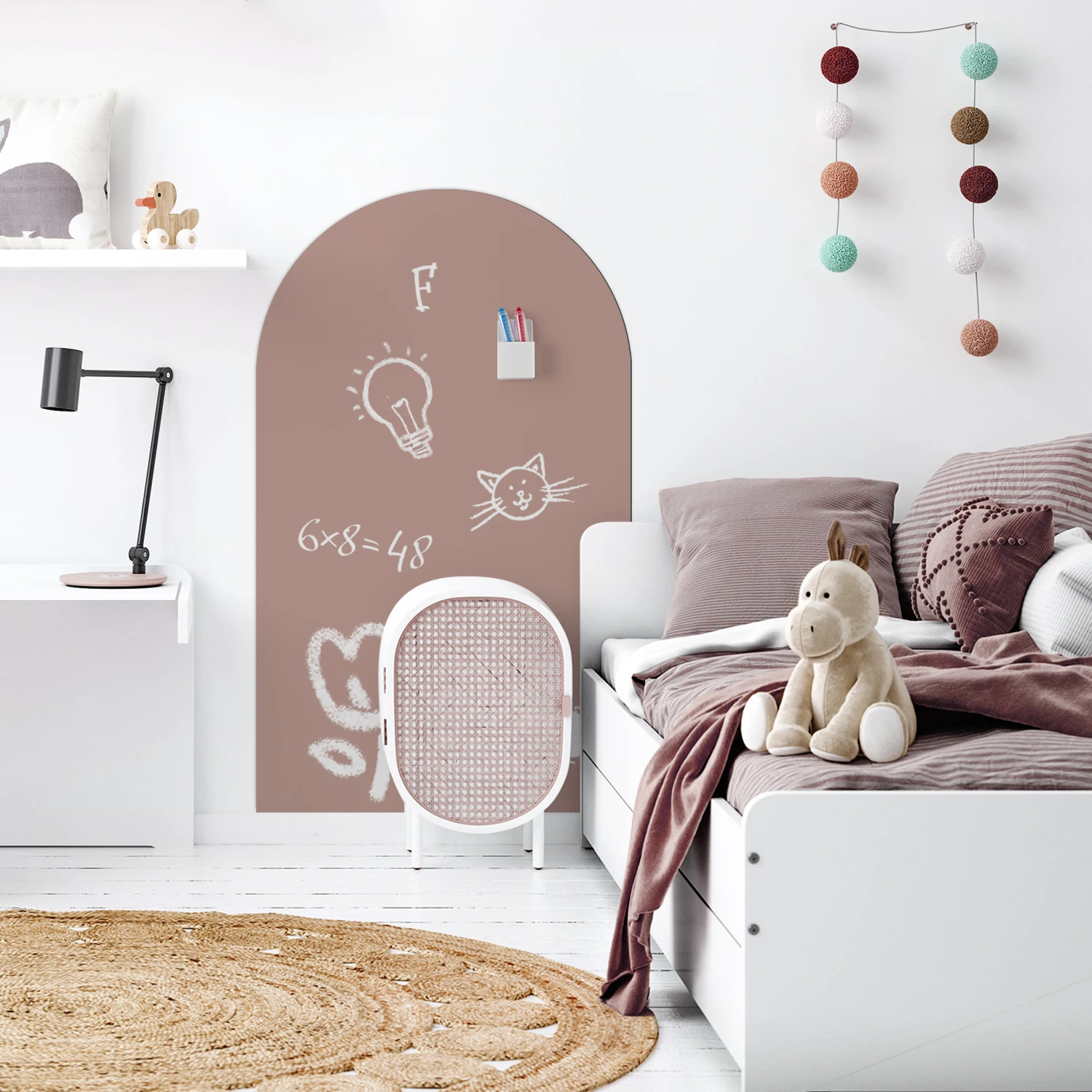1 Piece of Arched Decorative Magnetic Whiteboard Wall Sticker, Simple Curved Light Brown Semi-Circular Pattern