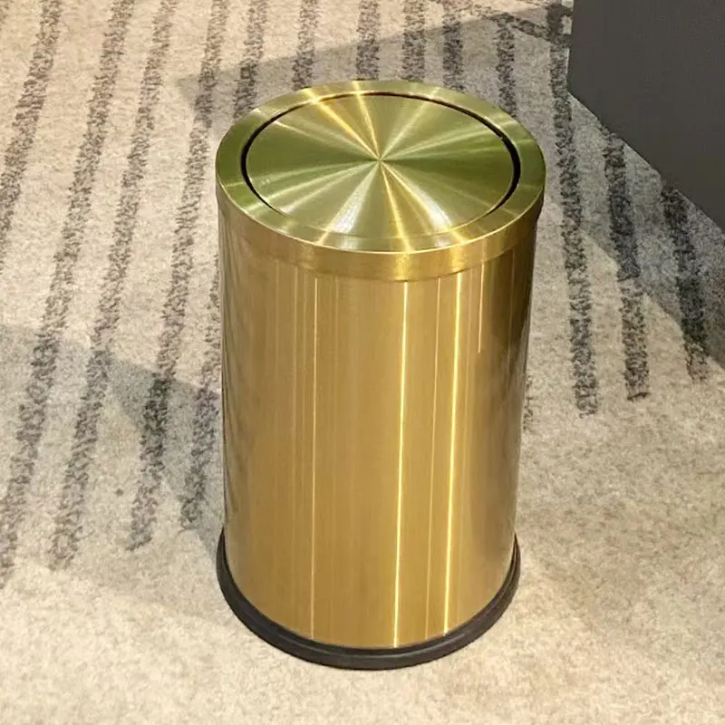 9L light luxury gold trash can with swing lid ，gold garbage bin for bathroom ，living room, office, bedroom, hotel