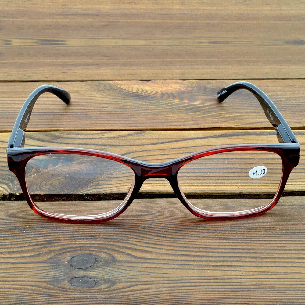 Rectangle Brown Frame Point Diamond Decoration Handcrafted Eyeglasses Reading Glasses Women+0.75 +1 +1.5 +2 +2.5 +3 +3.5 +4