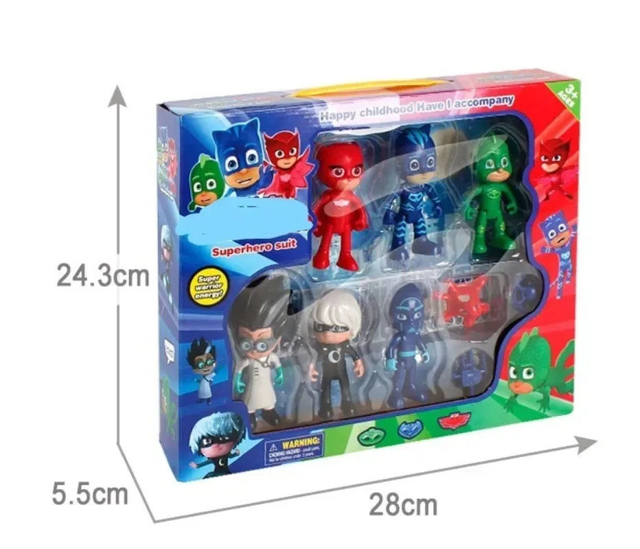 PJ Masks: Bonecos de Ação Articulados de Heróis, Conjunto Completo de Brinquedos de Mão Deformáveis, Brinquedos de Tabuleiro, Decoração de Mesa, Presentes
