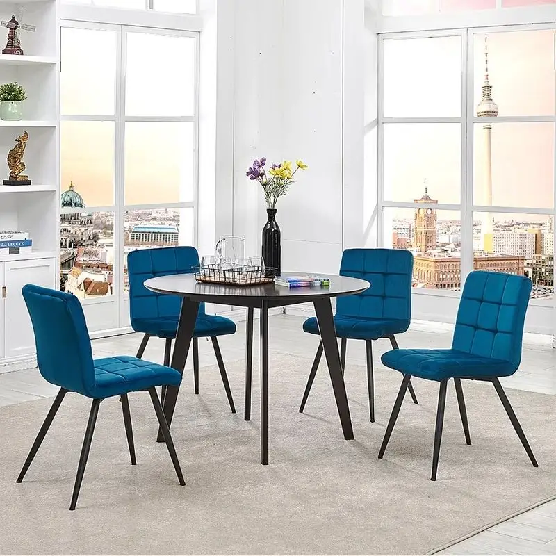 

Velvet Navy Blue Upholstery Dining Stainless Steel Base Restaurant Chairpromote sales