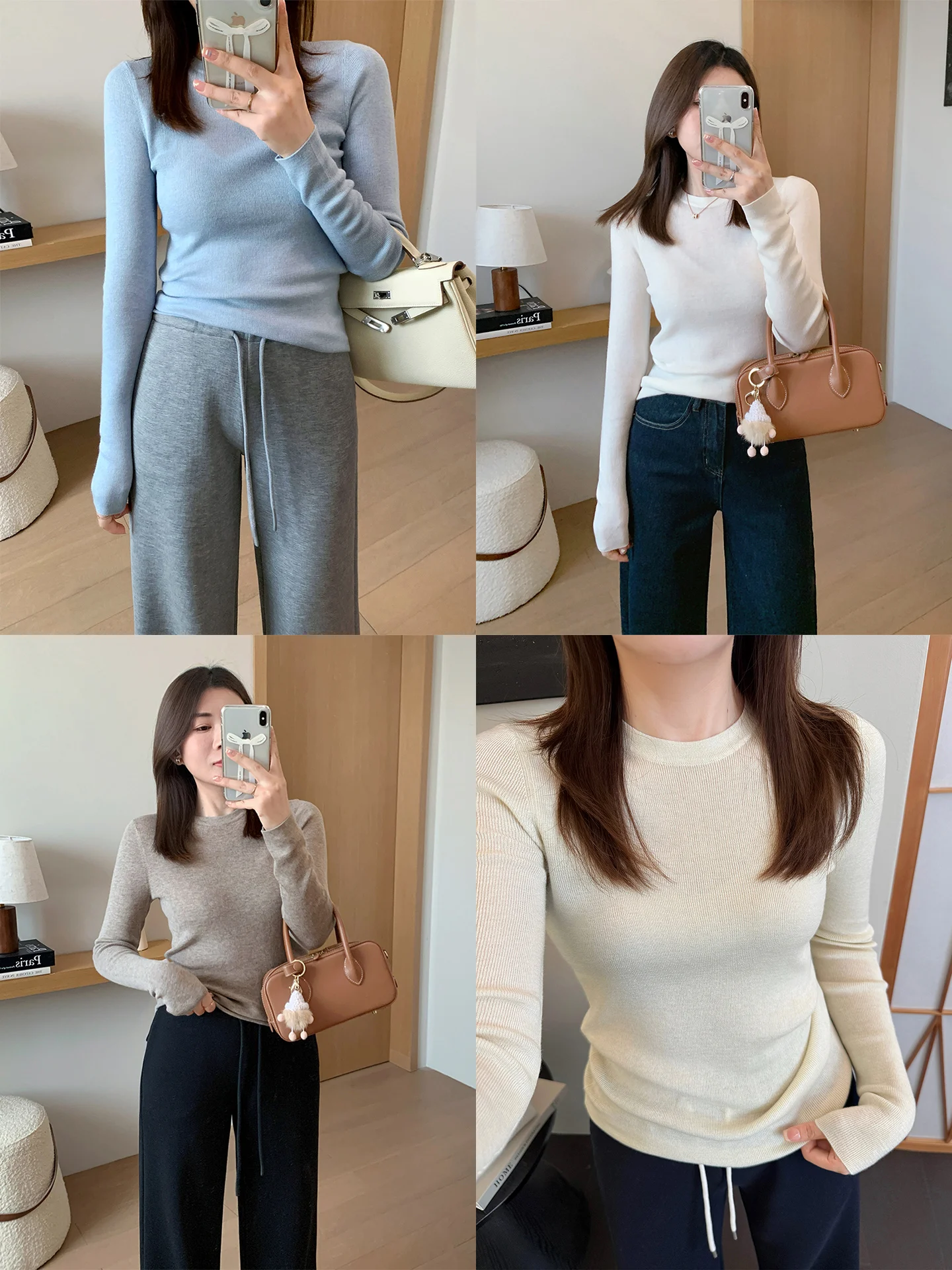 

Мягкий уютный круглый вязаный свитер Ne, женский осенне-зимний облегающий базовый свитер, внутренняя одежда, топ из смеси шерсти, Long Sve