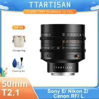 TTArtisan 50mm T2.1 Full Frame Dual Bokeh Film Cine Lens Large Aperture for Sony E Nikon Z Canon R EOSR Lumix Leica L zfc R6II