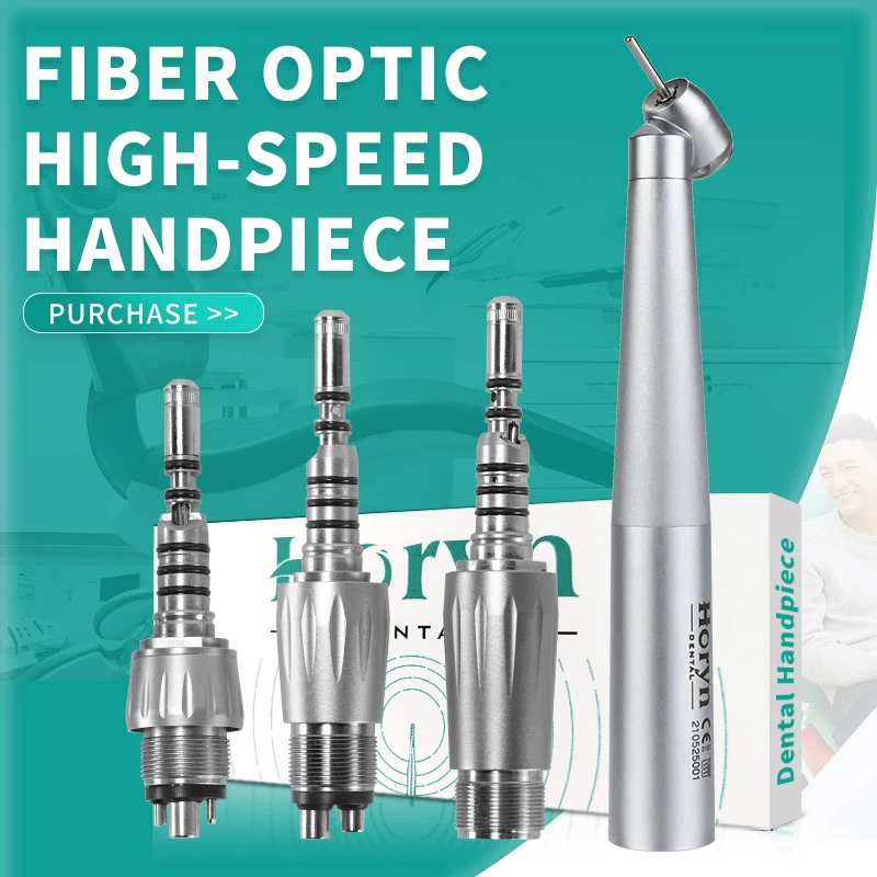 Dental 2 4 or 6 holes coupler Fiber Optic Air Turbine High Speed 45 degree frosted fiber optic Handpiece Ceramic Bearing