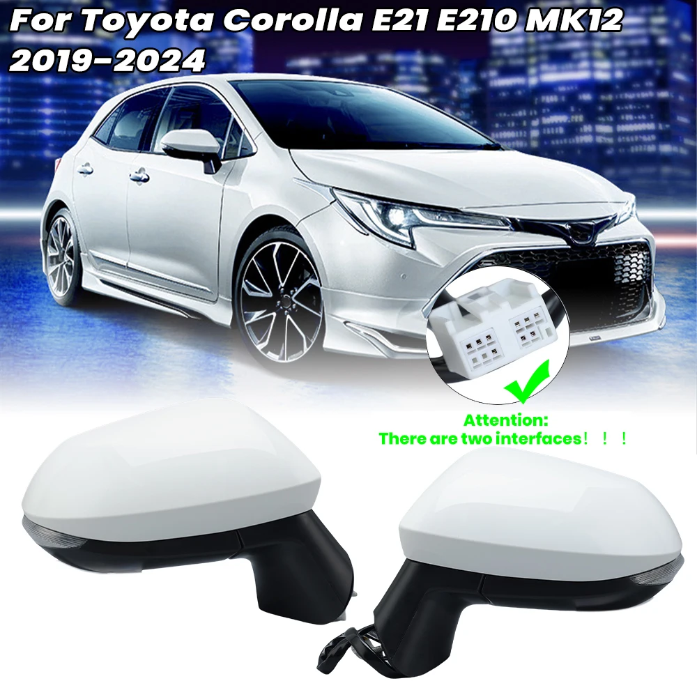 

9 Pins Side Mirror Assembly For Toyota Corolla E21 E210 MK12 2019-2024 White Euro Interface Door Rearview Mirror Car Accessories