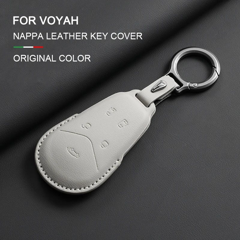 

For Voyah Dreamer Dream Free Galvanized 2022 2023 Smart Remote Car Key Case Cover Shell Fob Leather Keychain Keyring Accessories