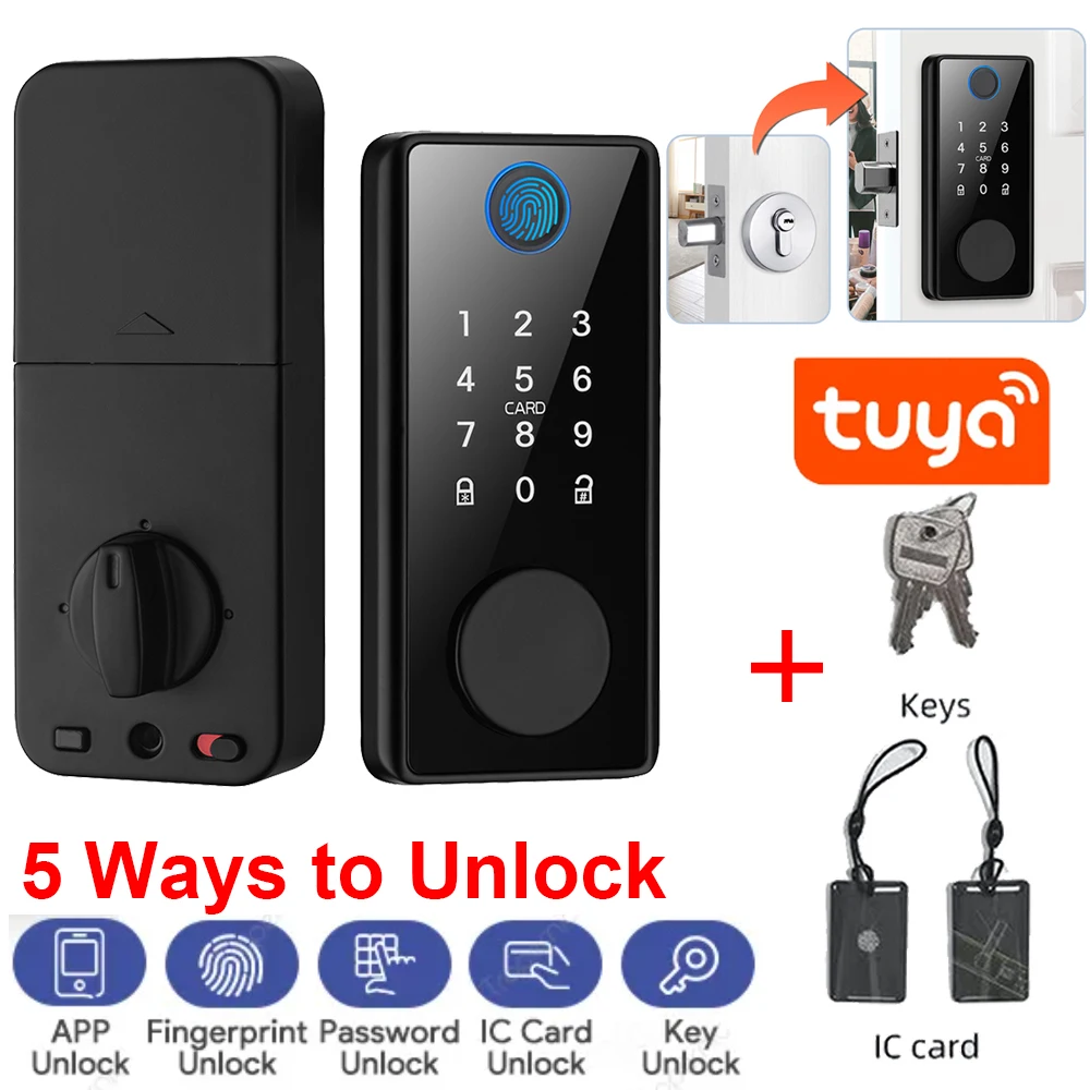 Smart Deadbolt Locks Entry Front Door Smart Tuya App Keyless Fingerprint Keypad Digital Bluetooth-compatible Lock For Home