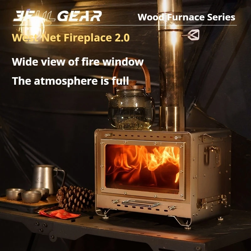 3F UL GEAR Firewood Stove 2.0 Outdoor Camping Tent Wood Pellet Bin Burner Winter Cooking Burning Heater Furnace With Chimney