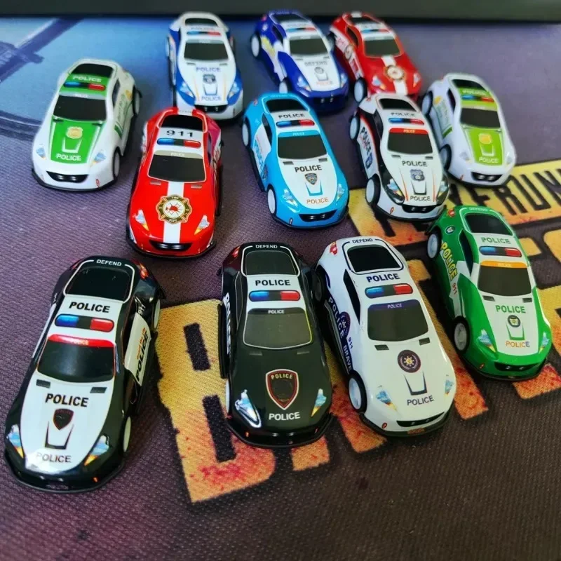 10 Uds. De juguetes de modelo de coche de aleación, Mini coches de policía de hoja de hierro fundido a presión para niños, vehículo de inercia deslizante, regalos de juguete para cumpleaños para niños