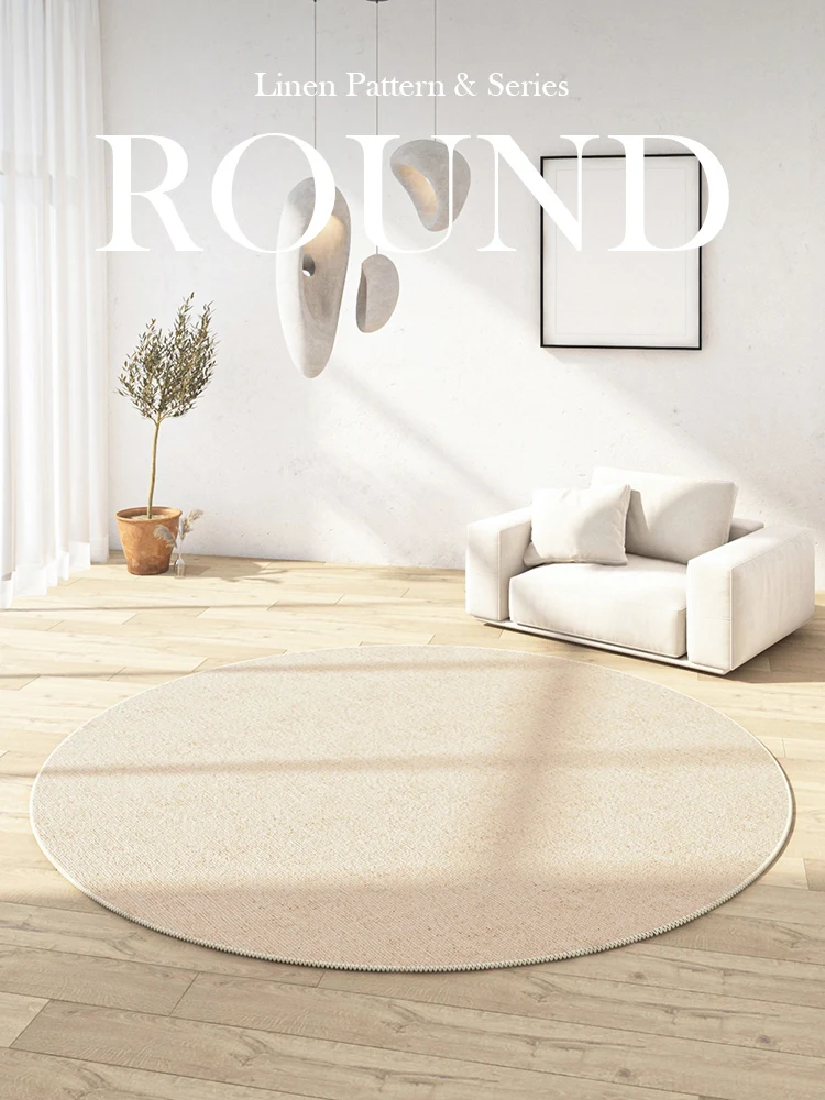 Solid Color Round Carpet Living Room Japanese Style Sofa Coffee Table Floor Mat Modern Simple Rugs for Bedroom Home Play Mat