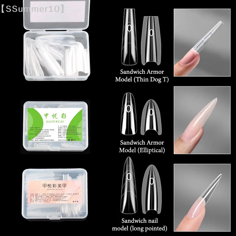 【xxx】 Sandwich Dual Nail Forms 60pcs 15Size Quick Extensions-Dual Forms T-shaped Ellipse Manicure Forms Top Mold Bottom Mold 3D