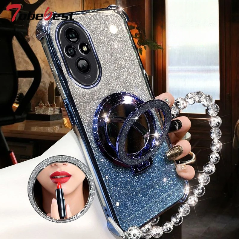 Shockproof GLITTER Plating Crystal Bracelet Magsafe Phone Holder Case For Huawei Honor 200 100 90 80 70 60 Pro Cover image 3