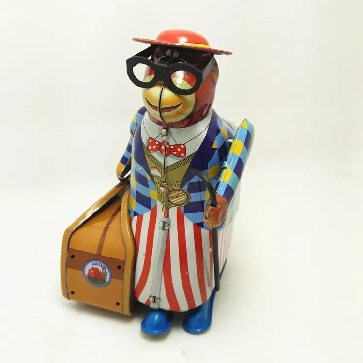 Funny Collection Retro Wind Up Toy Travelling Monkey Professor Mechanical Toys Metal Tin Clockwork Toy Figure Model Kids Gift