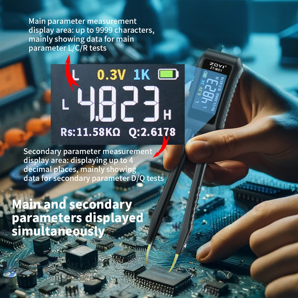 ZOYI ZT-MD1 Intelligent tweezers LCR digital bridge tester, automatic measurement of resistance, capacitance and inductance