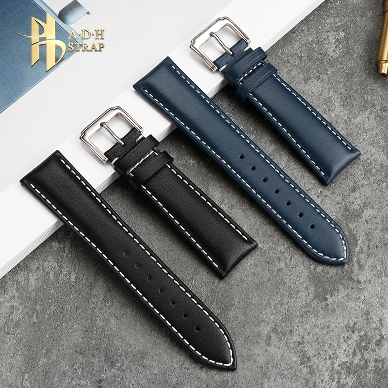 Men's Leather Strap Adapt to CITIZEN Optical Kinetic Energy AT2140 Leather Watch Belt Simple and Plain Business Style 21mm