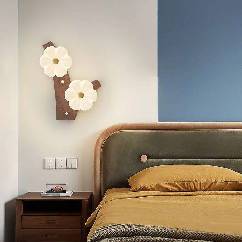 Flower Design Wood Wall Lamp Ceiling Lamp Nordic Modern LED Light for Hallway Corridor Bedroom Bedside Dining Room Kids Room