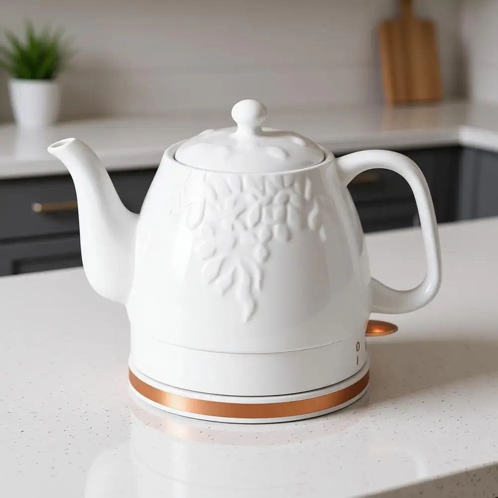 

Quick Boil Electric Kettle with 1L Capacity, Detachable Base, Auto Shut-Off, and Boil Dry Protection, White