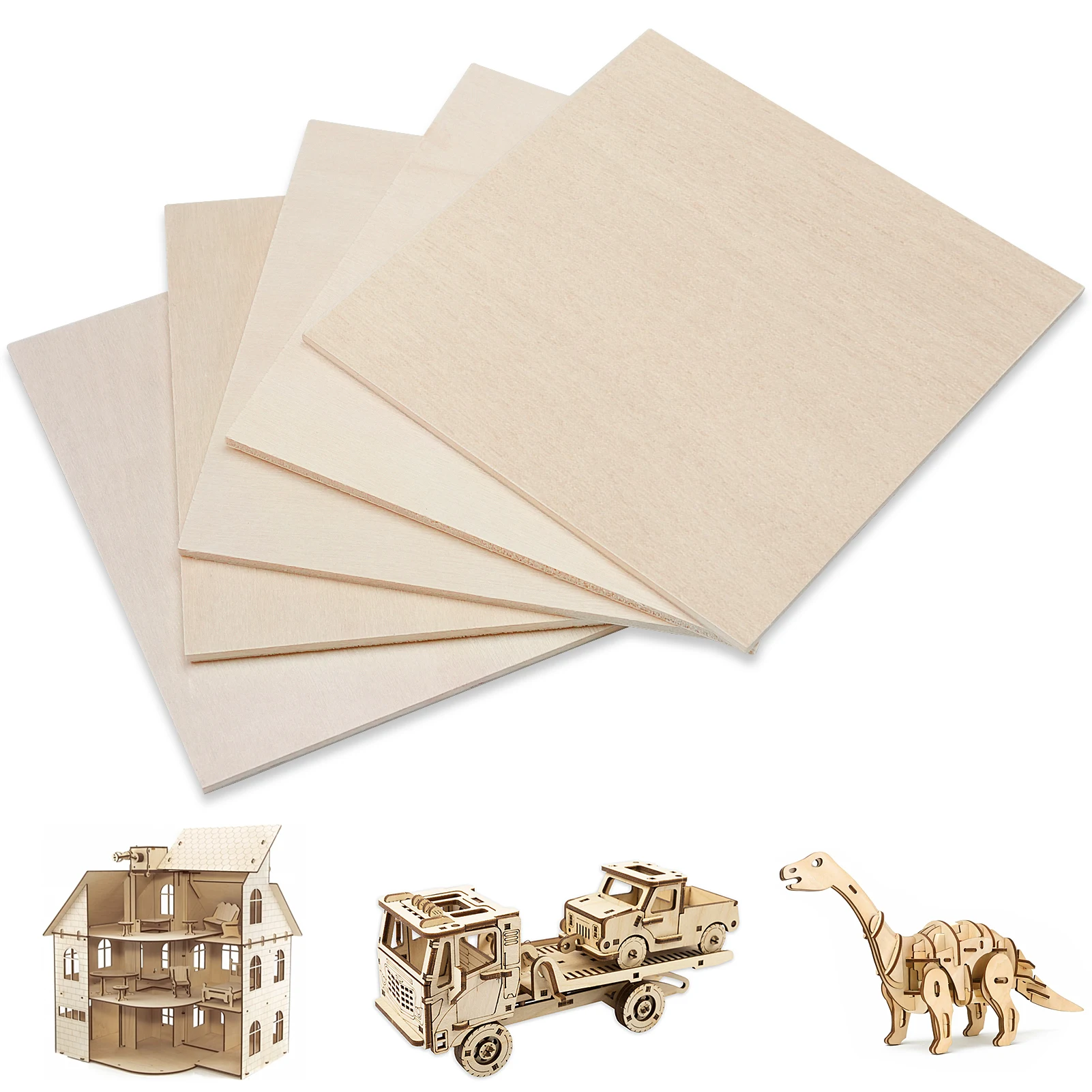 Raymoto 5pcs Plywood Sheets 100mm For Laser Engraving Cutting Wood Sheets Test Squares Wood Board For  Laser Engaver