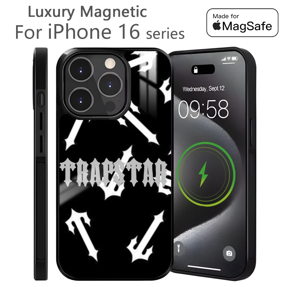 Fashion T-Trap-StarS LOGO Phone Case For iPhone 16 15 14 13 12 11 Pro Max Plus Mini Magnetic Magsafe Wireless Charging Cover