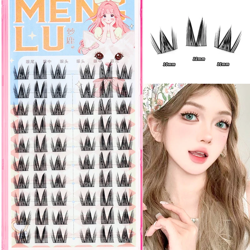Pestañas Postizas Nuevas Tipo Ojo de Gato Naturales para Extensión, Cosplay, Maquillaje, Tiras Cruzadas, Hechas a Mano, Estilo Anime 6