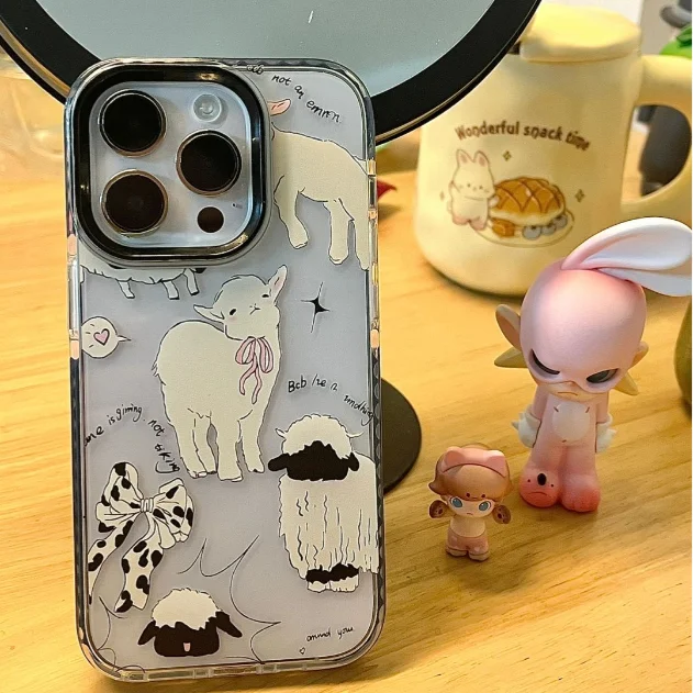 Lady Sheep Impact Clear Phone Case For iPhone15 16Pro 14Promax 13Mini 12 11 XR 78 14PLUS SE Xsmax Soft Cover Shell Protection