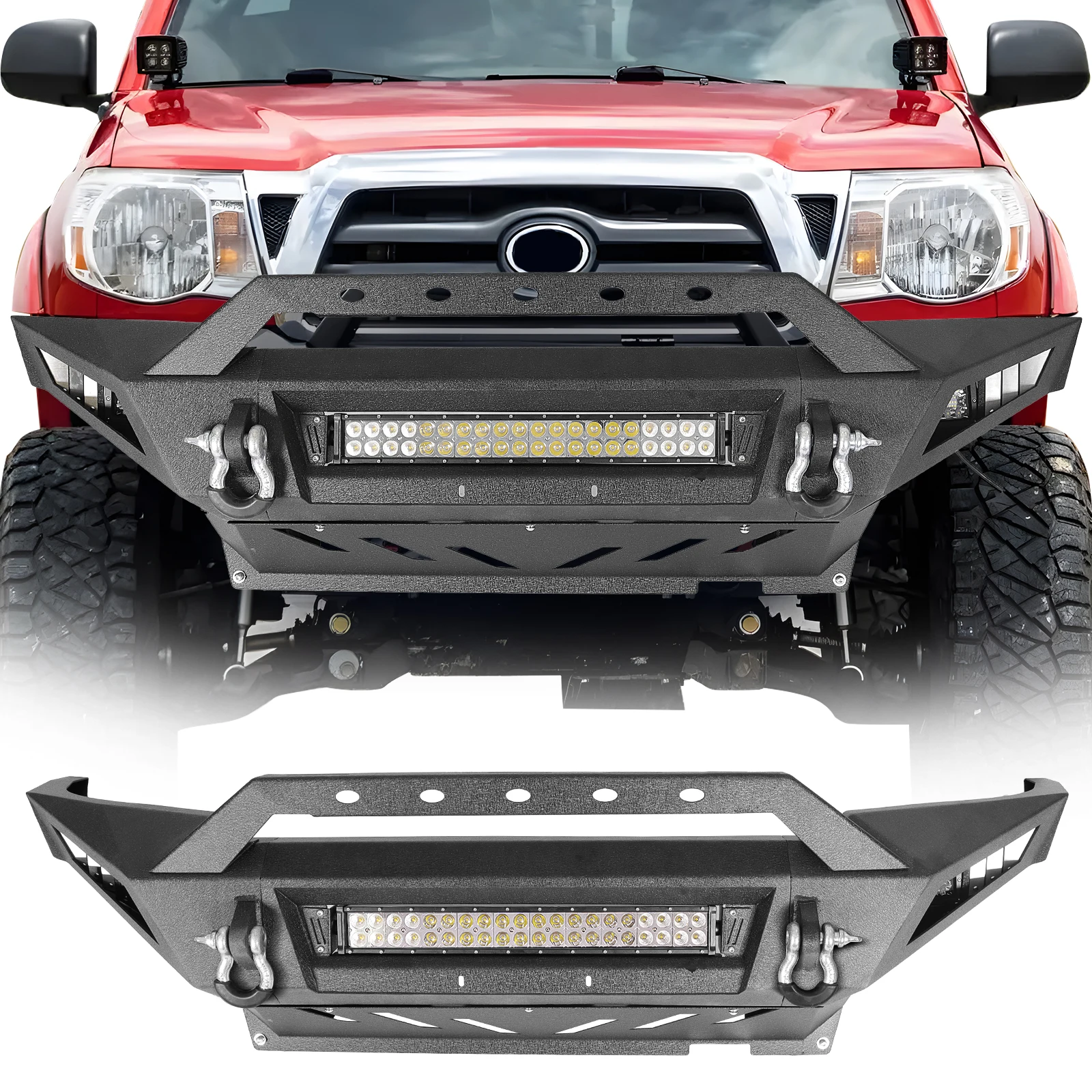 

New Front Bumper for Toyota Tacoma 2005-2015 Black Steel Off-Road Car Bumper with LED Lights