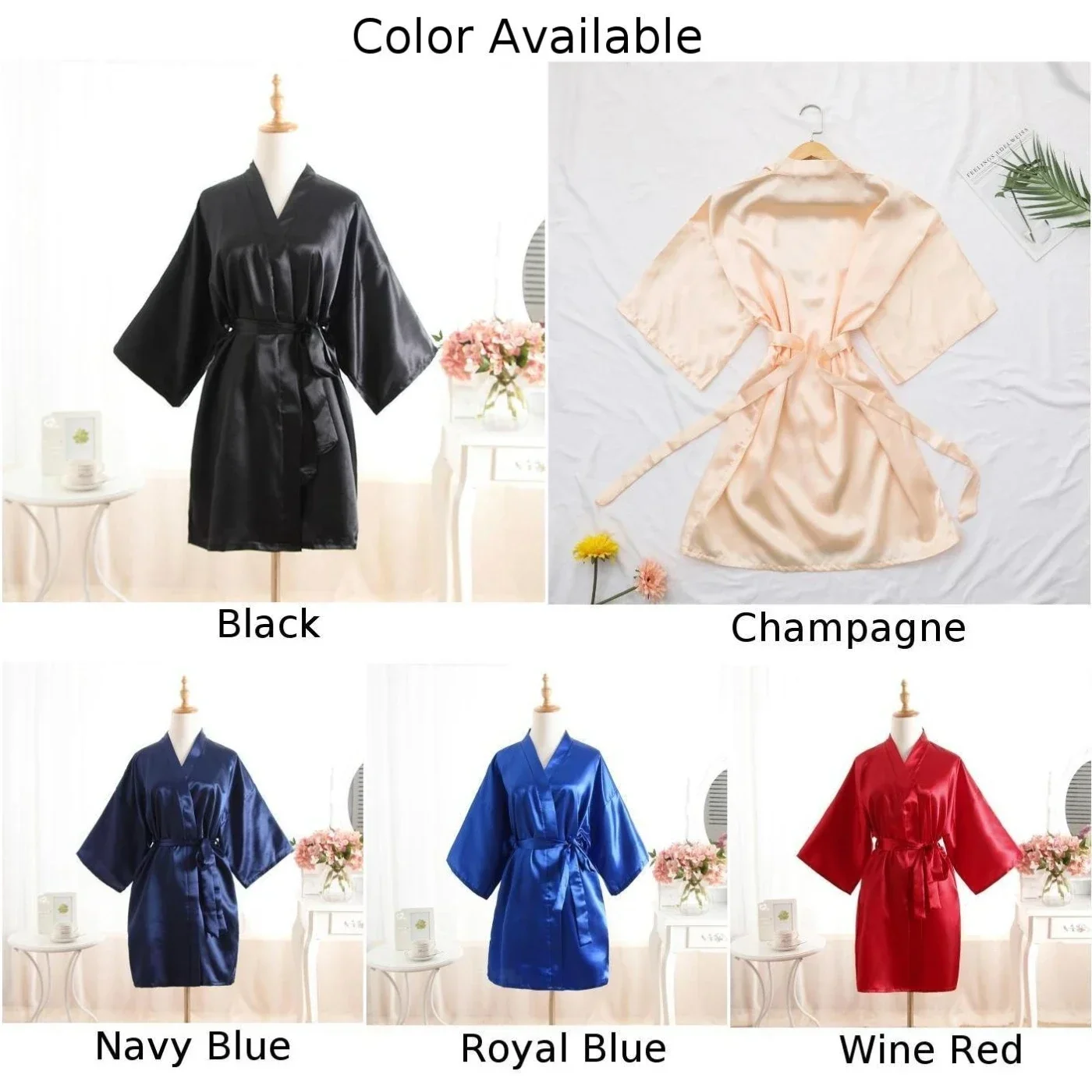 Lightweight Mens Silk Satin Long Robes, Emulation Silk Fabric, Summer Bathrobe, Nightgown Pajamas, Multiple Colors Available