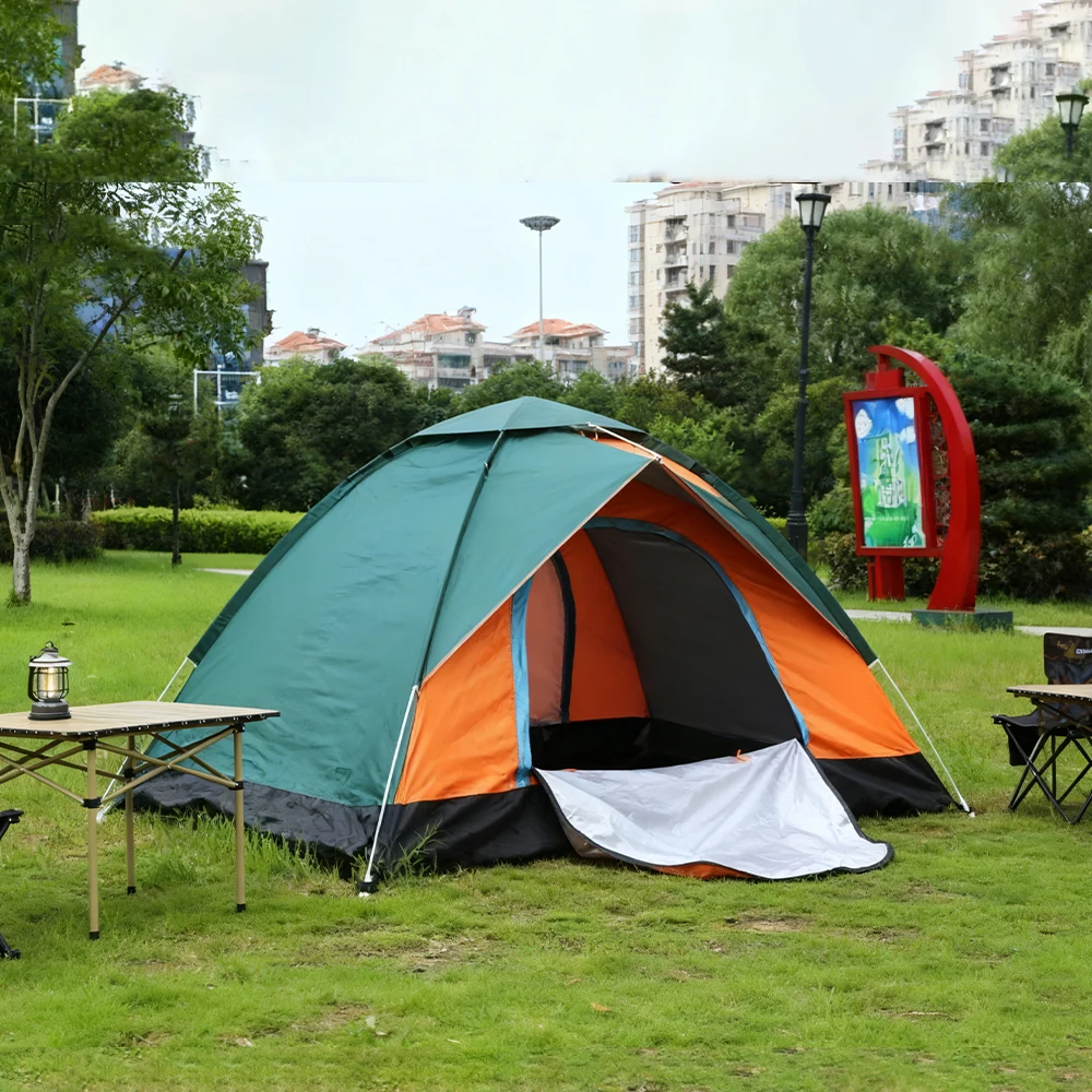

STLF Simple Quick to Set up Folding 3-4 Person Outdoor Camping Tent Canvas with One Bedroom Structure for Beach Park Adventures