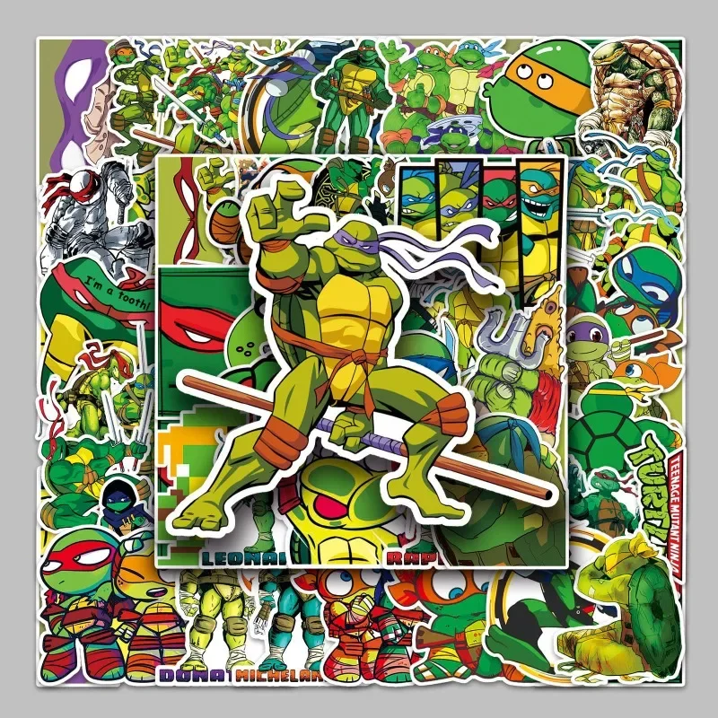 52PCS Ninja Turtles TMNT Anime Stickers Kawaii Cartoon Cute Aesthetic Decal Decoration Laptop Motorcycle Luggage Car Sticker New