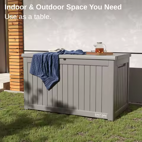 Outdoor Storage Box, 180 Gallon Deck Box Lockable Large Container for Patio Furniture Cushions Waterproof and UV Resistant