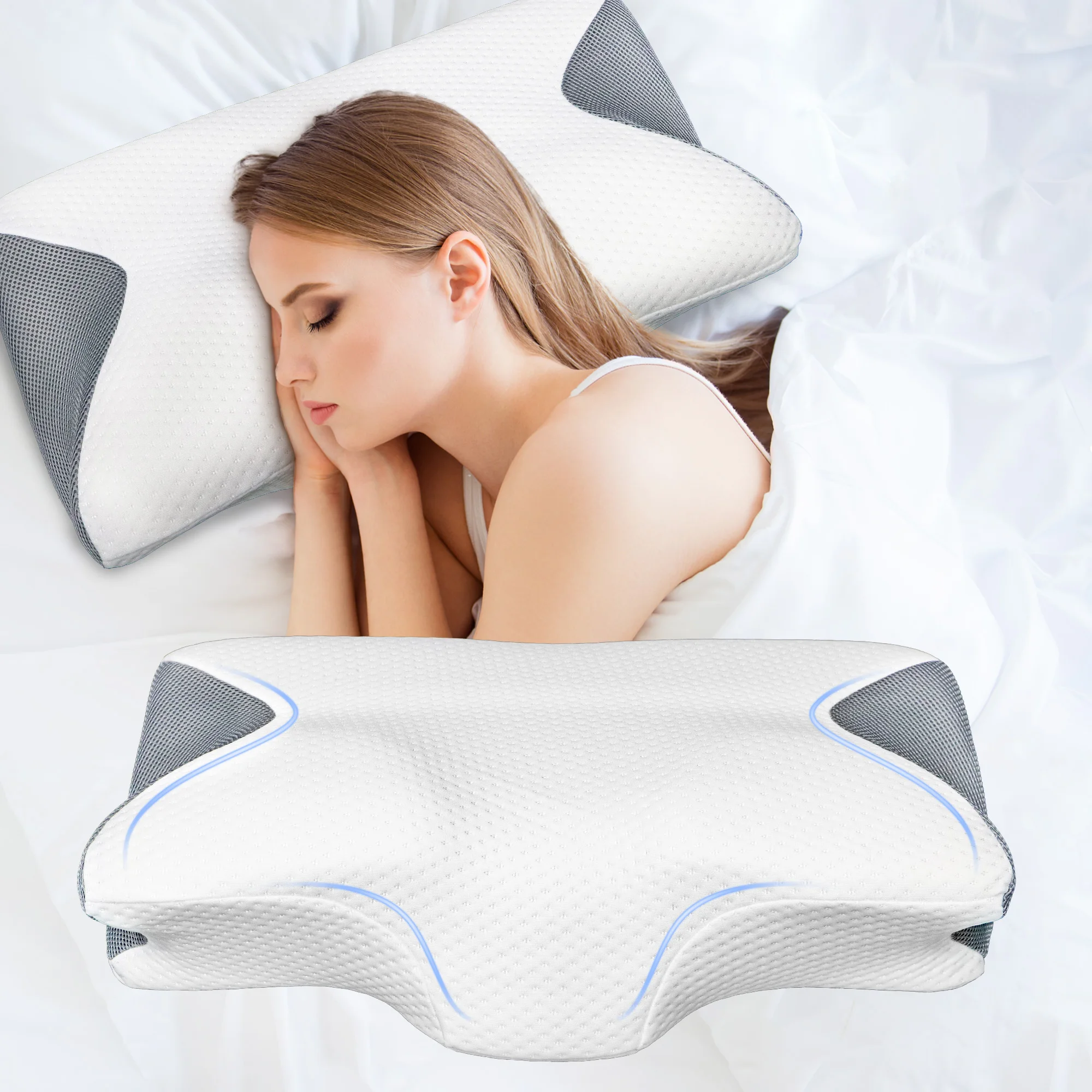 Memory Foam Pillows Ergonomic Neck Support Pillow For Pain Relief High Elastic Soft Washable Pillows Bedding Home