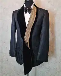 New Neck Wedding Men Suits Tailor-Made Fashion Groom Wear Suit One Coat Business Formal Occasions Party Singer Customized