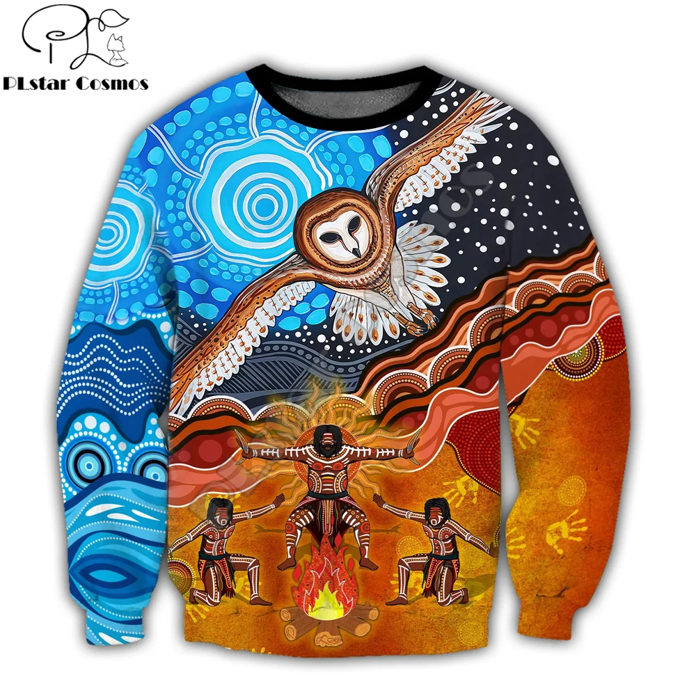 Indigenous Aboriginal Dancing Owl Animal 3D Printed Mens zip hoodies Autumn Unisex pullover Casual Jacket Tracksuits TDD29