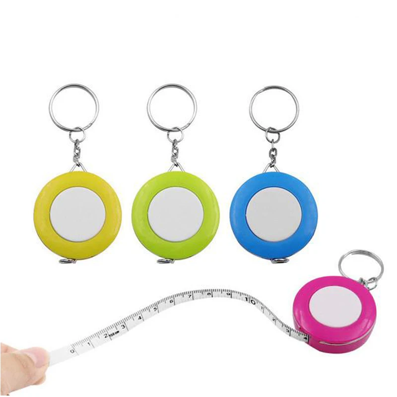 

40pcs/lot Sublimation Blanks Mini Retractable Tape Measure Ruler Measure Keychain For Father Men Gifts Daily Use