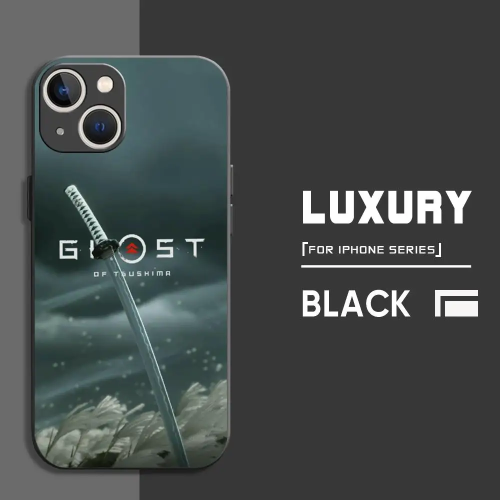 ghost of tsushima Phone Case For iPhone 16 15 14 13 12 11 X XR XS 8 Plus Mini Pro Max Soft black Shockproof Cover