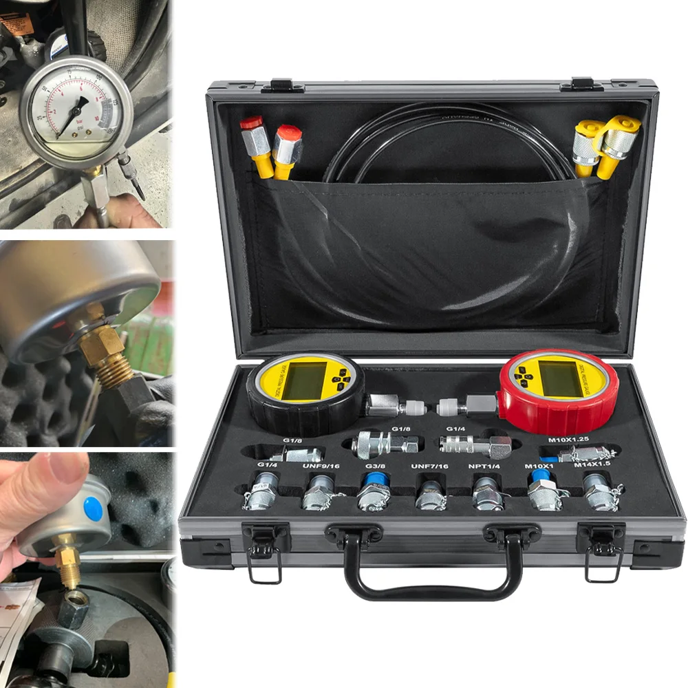 70M Hydraulic Pressure Test Checker Kit 10000PSI/70MPa Digital Pressure Gauges11Couplings2Test Hoses for Excavator Constructio