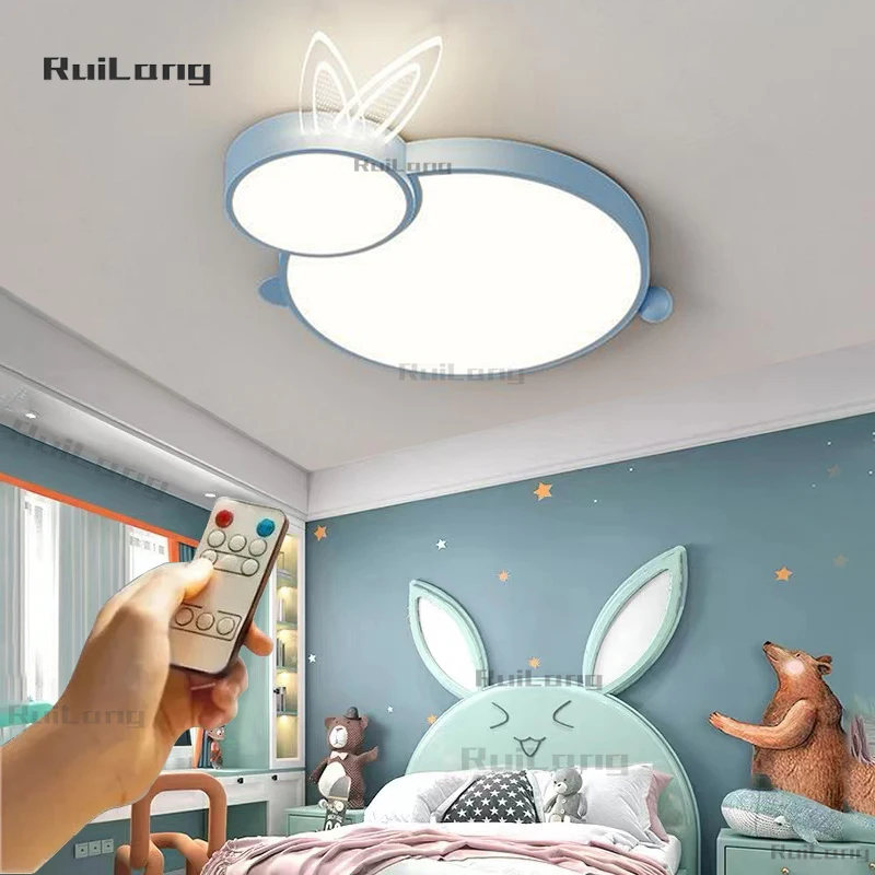 

Children Room Ceiling Light Rabbit Cute Cartoon Animal Decor Kids Baby Girls Boys Bedroom Lamp Ceiling Chandelier with Remote