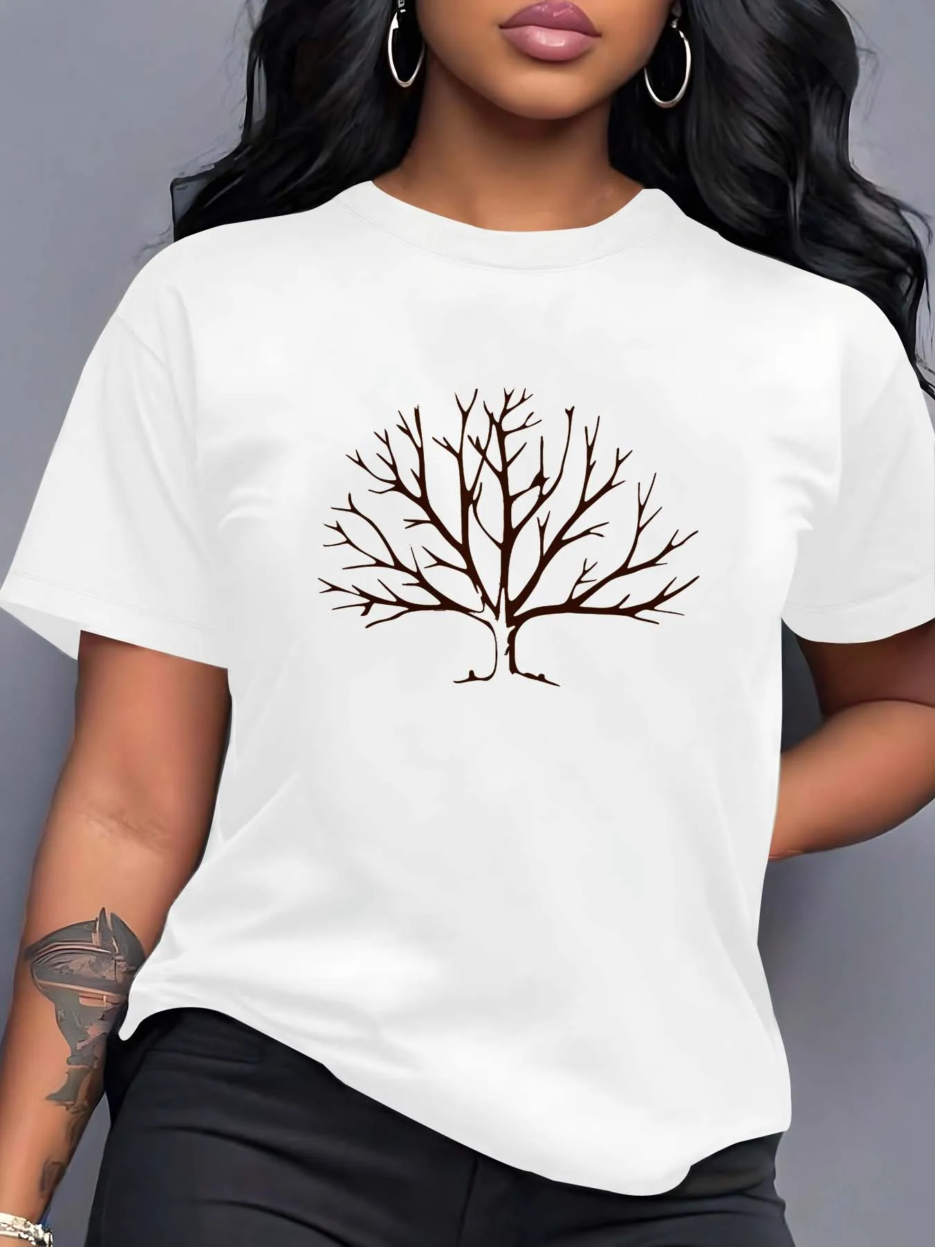 

Одежда больших размеров в винтажном стиле с изображением дерева, изготовленная для любителей моды, вневременной подвески