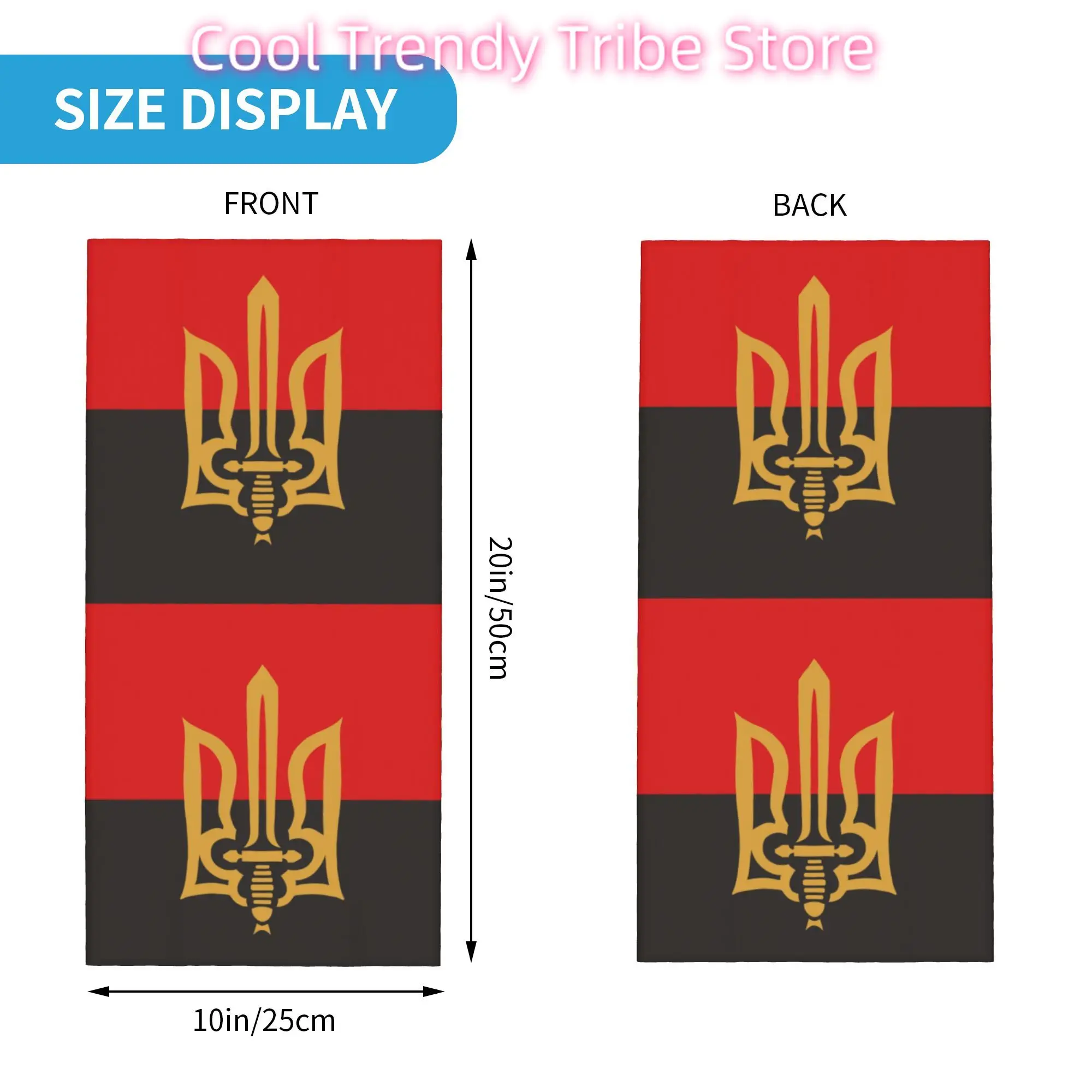 Stylized Tryzub And Red Black Bandana Neck Gaiter Windproof Face Scarf Cover Coat Of Arms Ukraine Flag Headwear Tube Balaclava