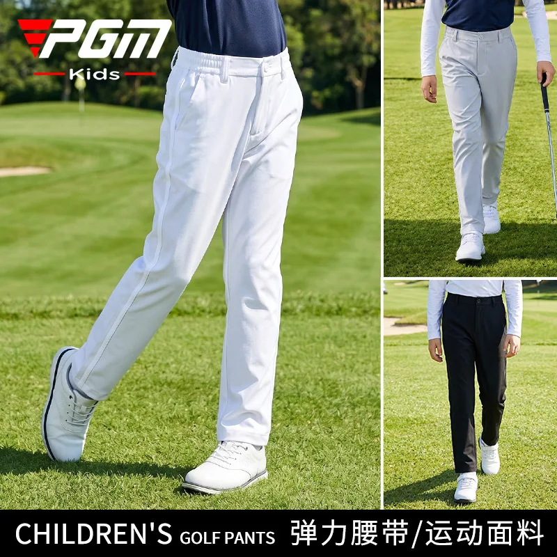 2026 PGM Golf Boys Summer Pants Elastic Waist Soft Sports Long Pants Color Block