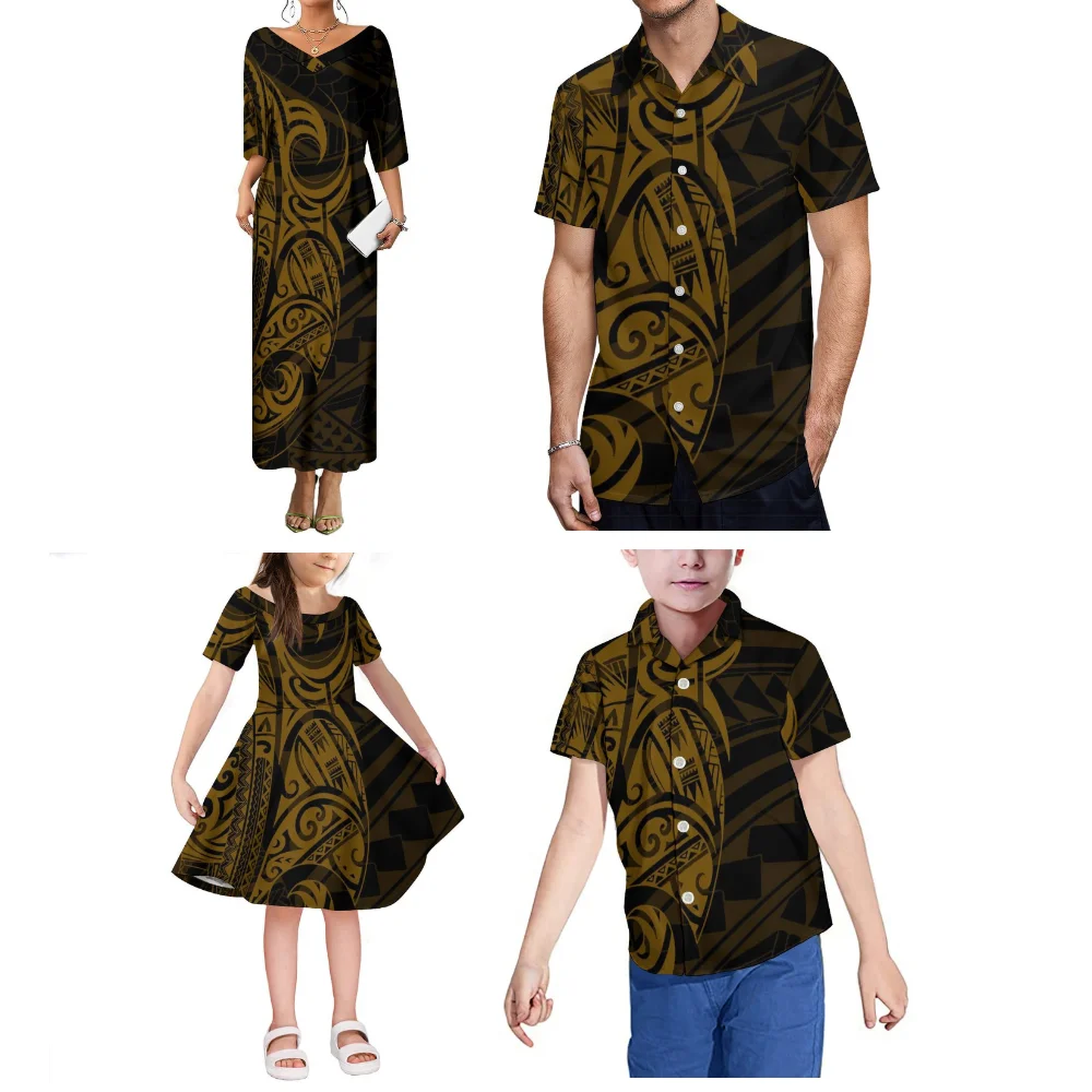 Em 2025, As novas roupas de festa de família personalizadas de verão da Polinésia incluem vestidos de mãe-filha e camisas casuais de pai-filho