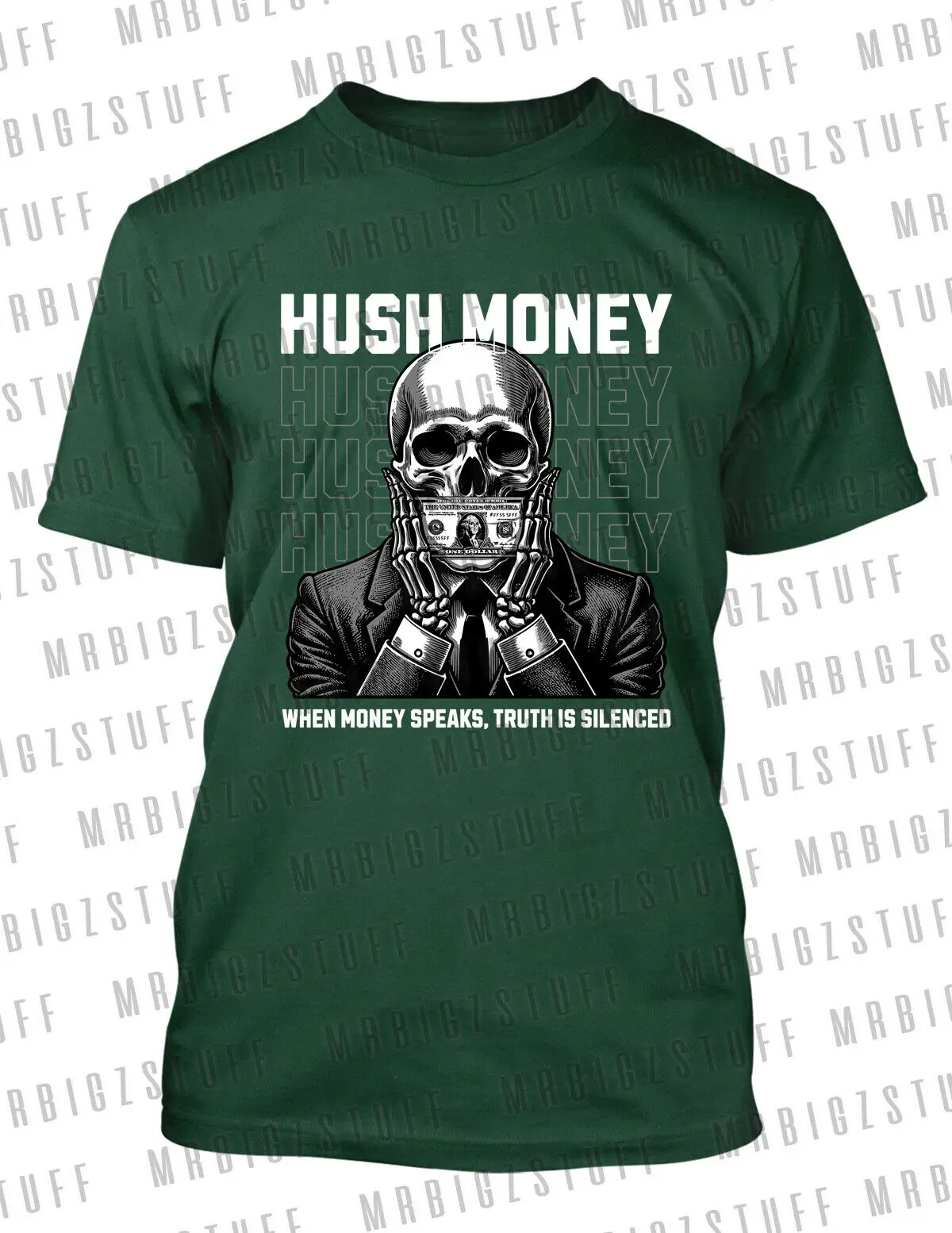 Big and Tall Mens Hush Money Tee Shirt Pro Club Shaka RTP Hip Hop streetwear T