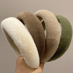 Women Girls Plush Widen Thicken Plush Sponge Hair Bands Faux Fur Padded Headbands Soft Fluffy Furry Hair Hoops Fashion Headdress